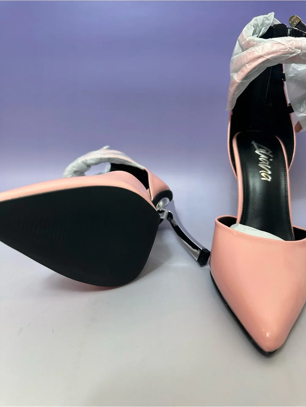 Liliana Pink Pointed Toe Ankle Strap Stiletto Pumps